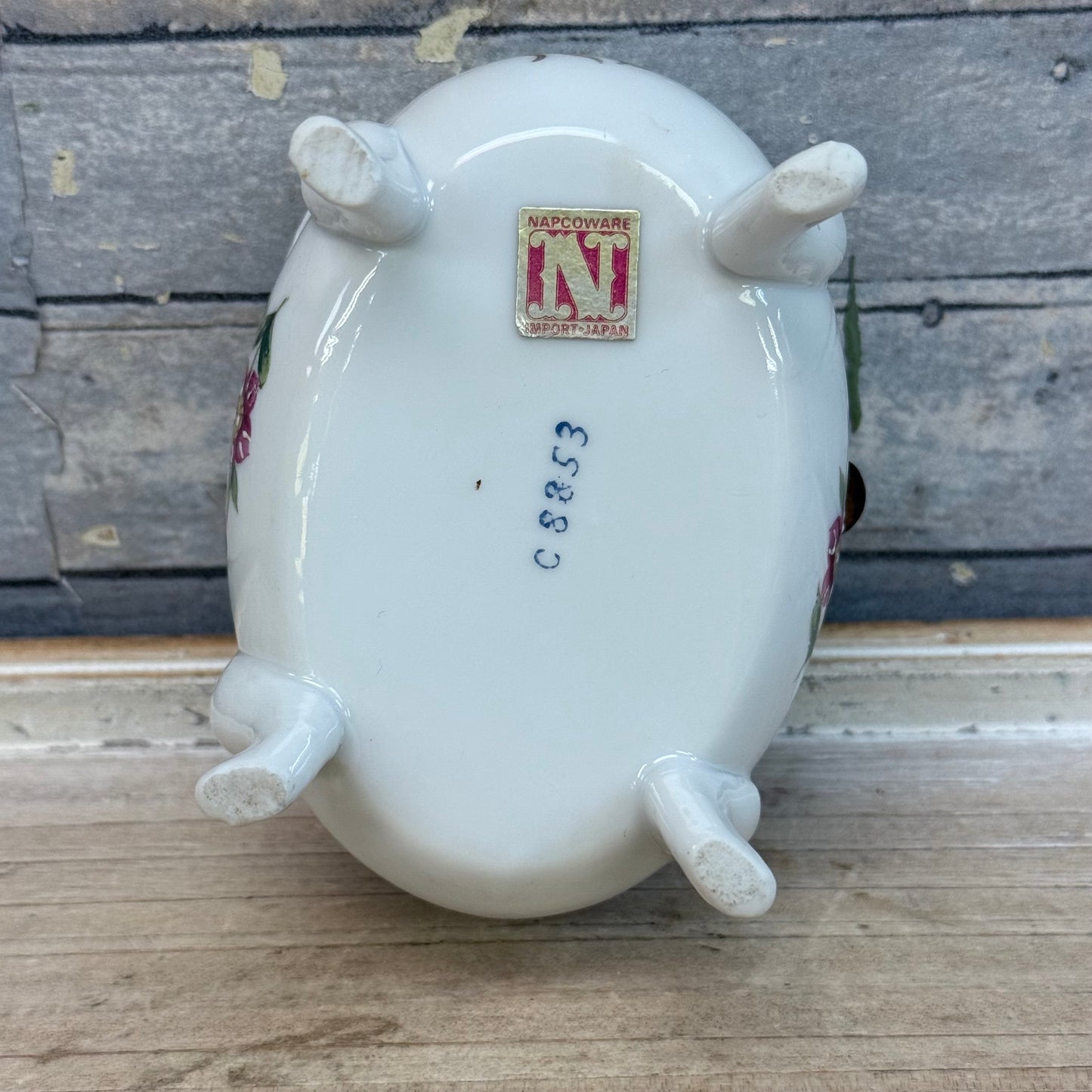 Napco Hand Painted Porcelain Footed Trinket Box