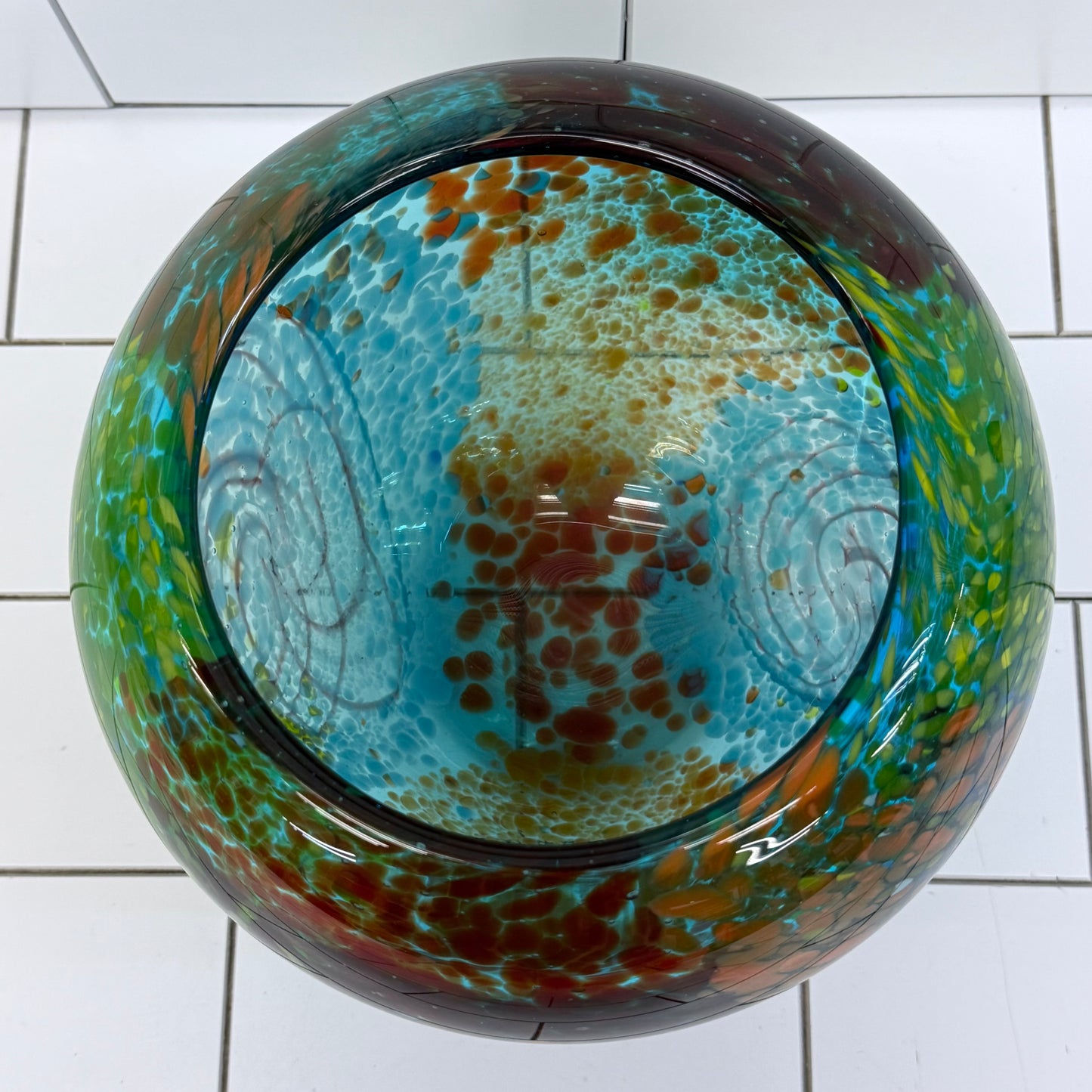 Hand Blown Art Glass Centerpiece Bowl