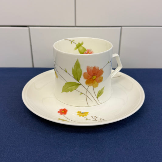Mikasa Just Flowers Cup & Saucer Set 1980s Service for 6