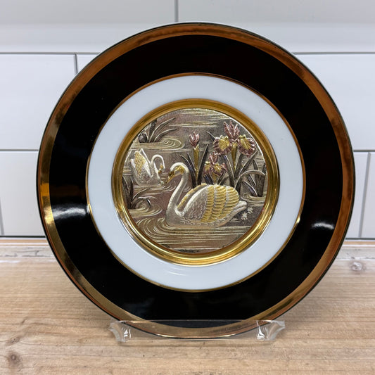 Chokin Gilded Plates Set of 3 Mid-Century Porcelain