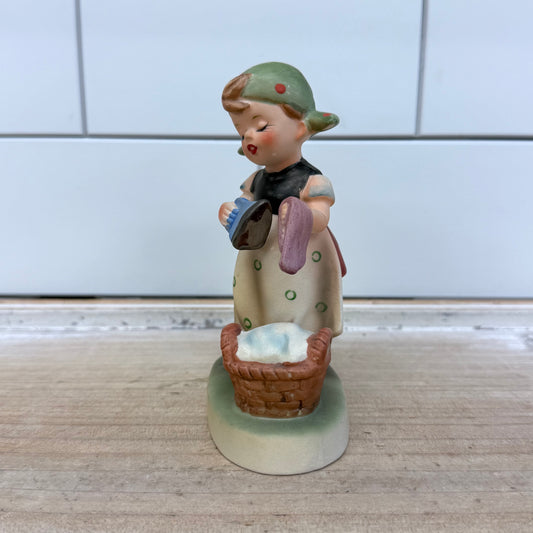 Napcoware Girl Ironing Figurine, Ceramic