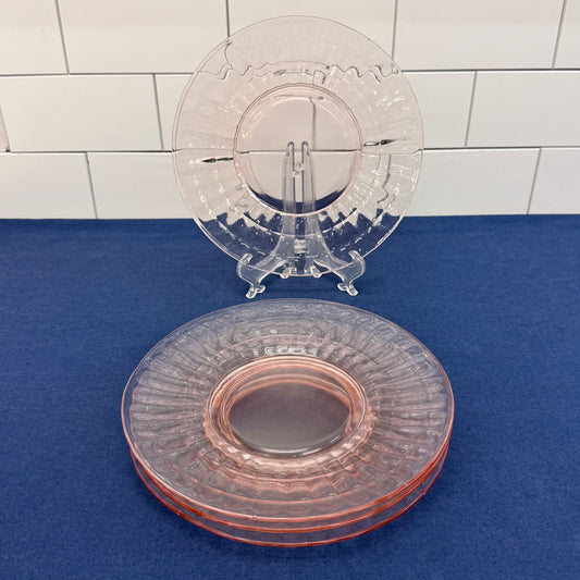 Pink Depression Plate Lot of 11, 1930s Glass Dishes