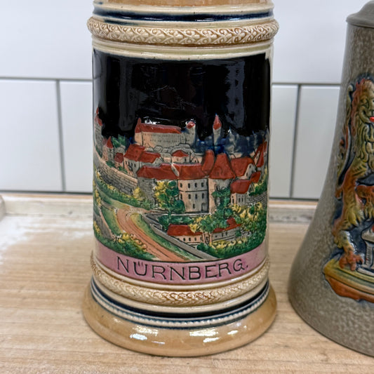 German Beer Steins Lot Wekara King Armin Bay Set 3