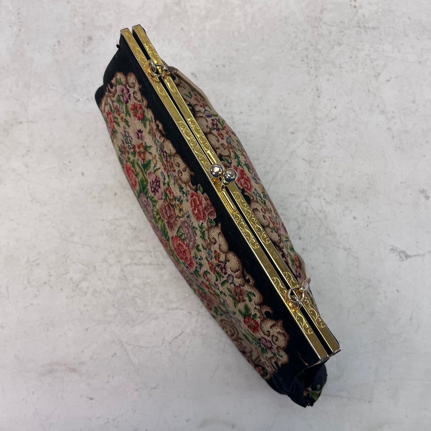Petit Point Floral Needlepoint Evening Purse, 1950s