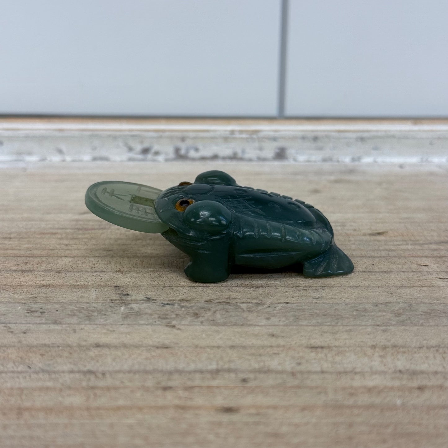 Carved Jade Jin Chan Money Frog Figurine