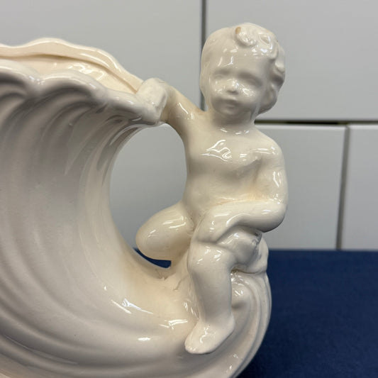 Relpo Cherub Cornucopia Planter Vase Porcelain