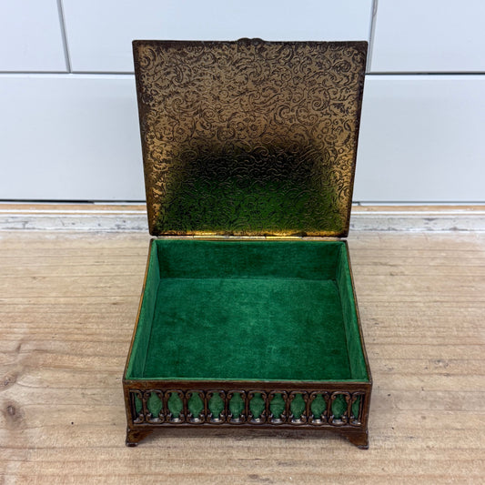 Vintage Degas Ballerina Jewelry Box Green Velvet Lined