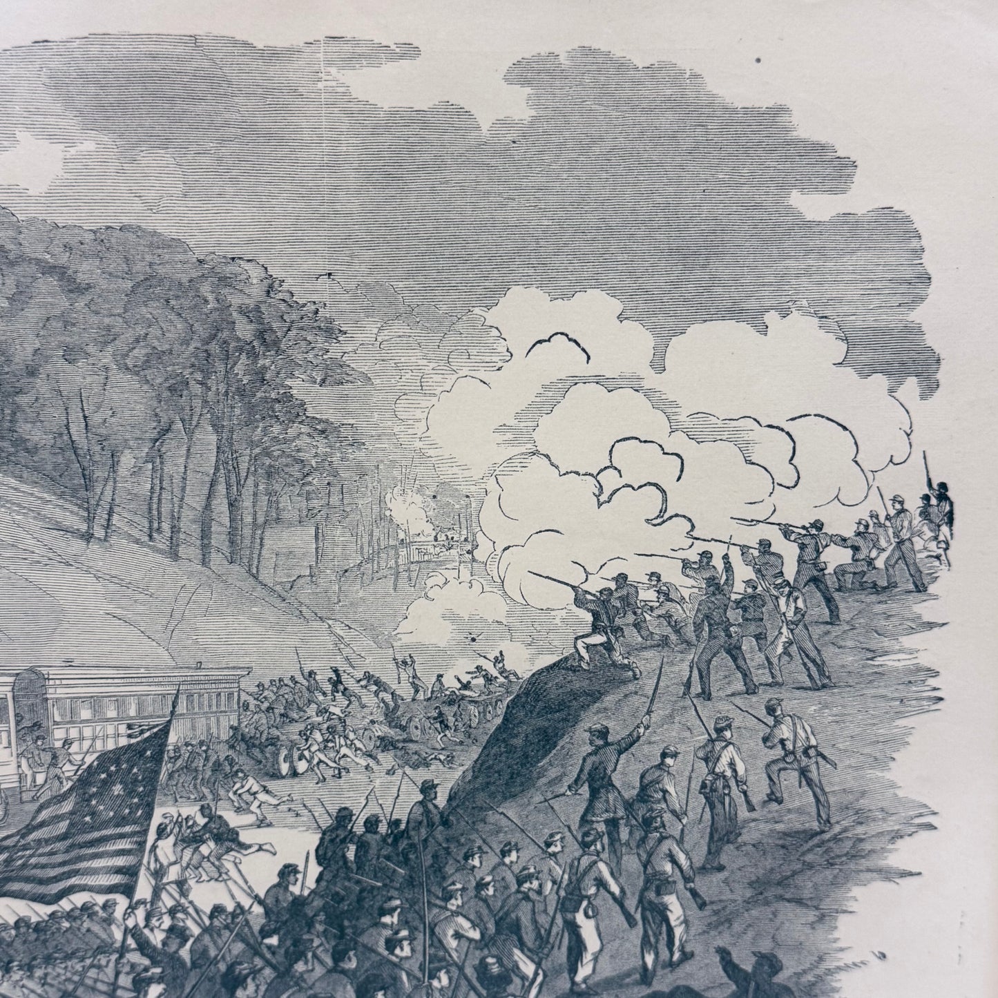 Framed First Ohio Regiment Surprised by a Masked Battery Civil War Print