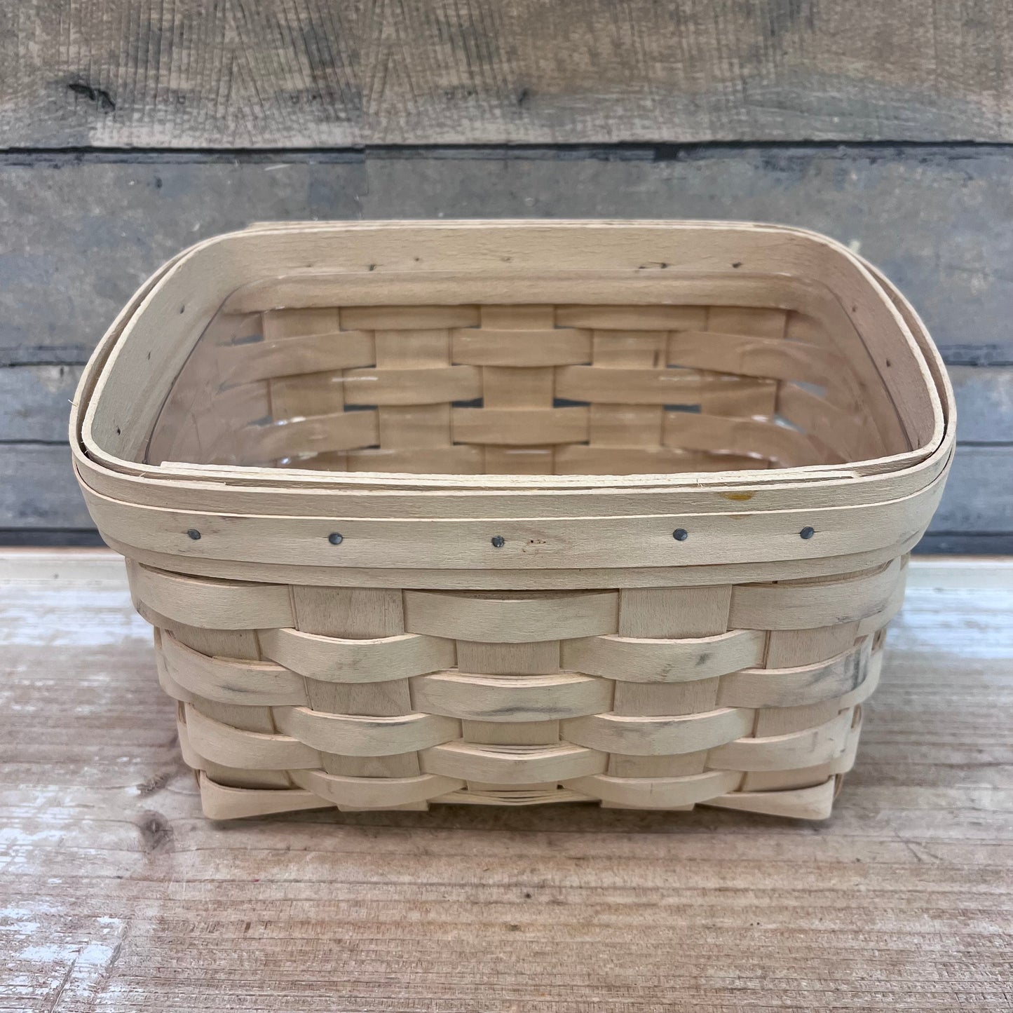 Longaberger Whitewashed Basket, Signed 2001