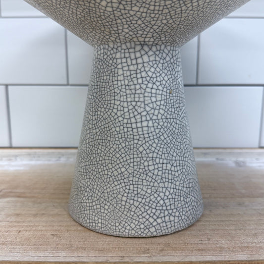 Pedestal Vase, Crackle Ceramic