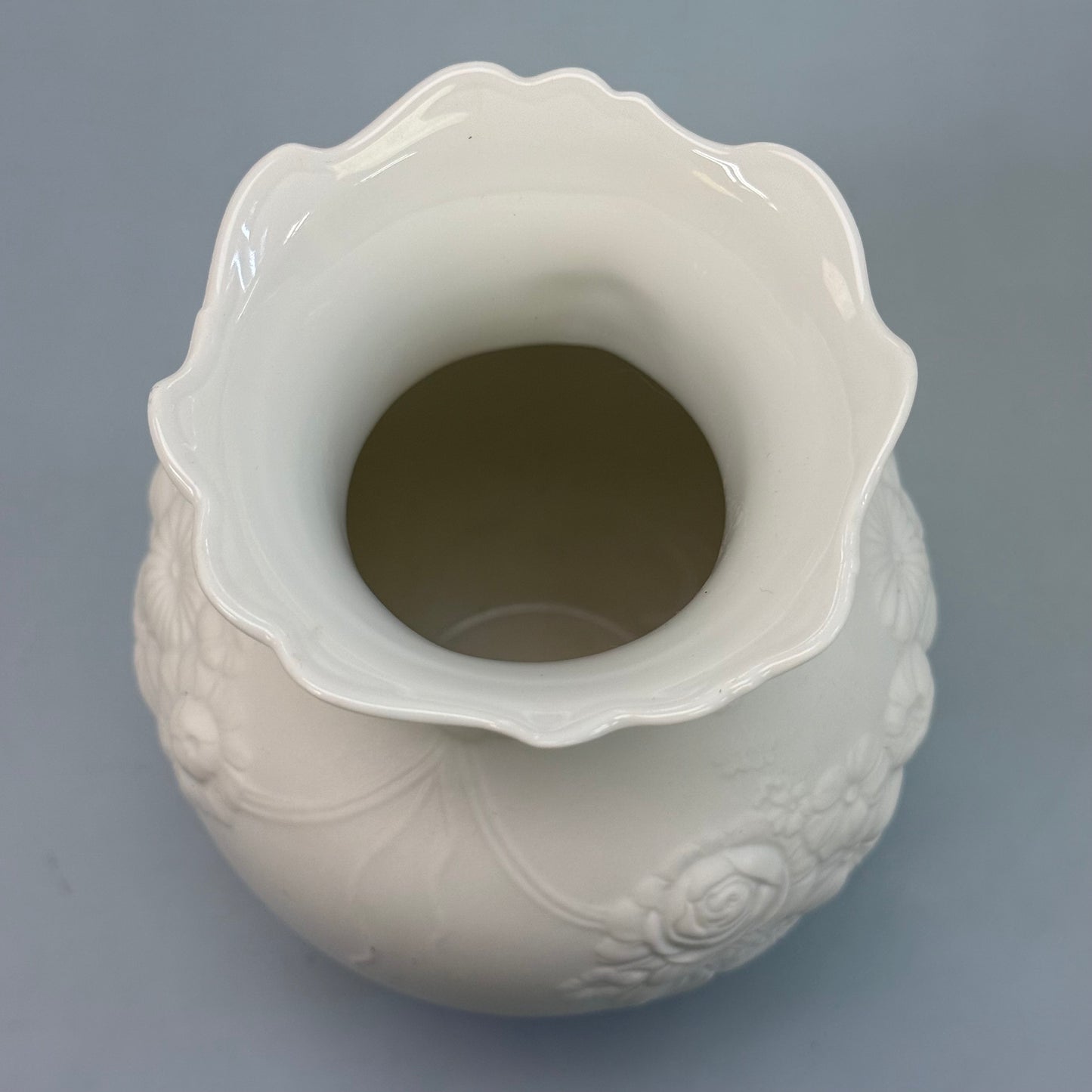 Kaiser Floral Relief Bisque Vase, Signed