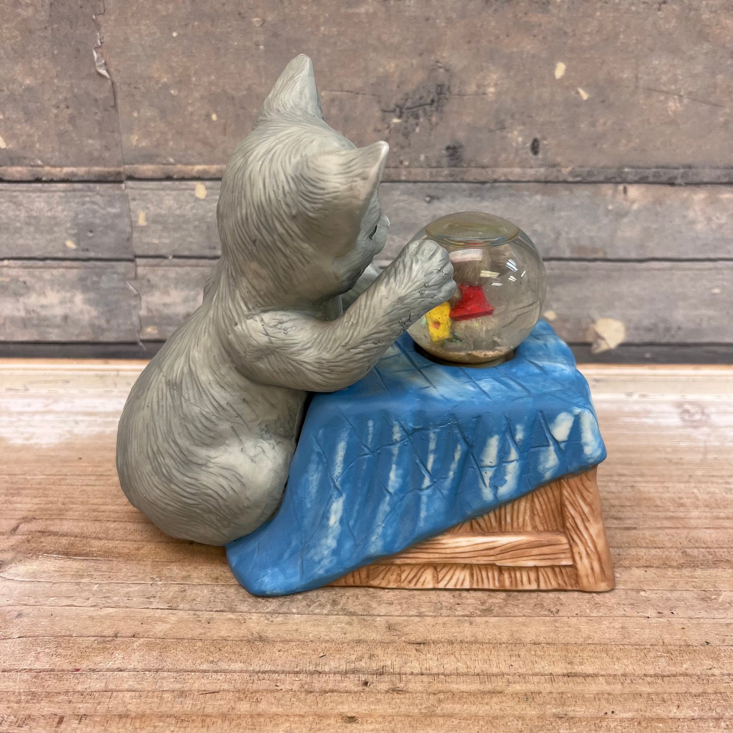 Cat and Mouse Porcelain Music Box with Water Globe