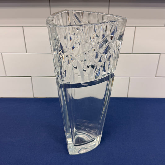 Mikasa Bali Cut Crystal Triangular Vase Modern Geometric Design