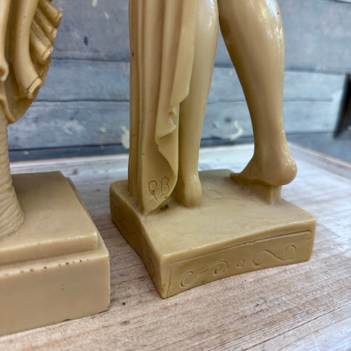 Greek Goddess Resin Statues Signed, Set of 2
