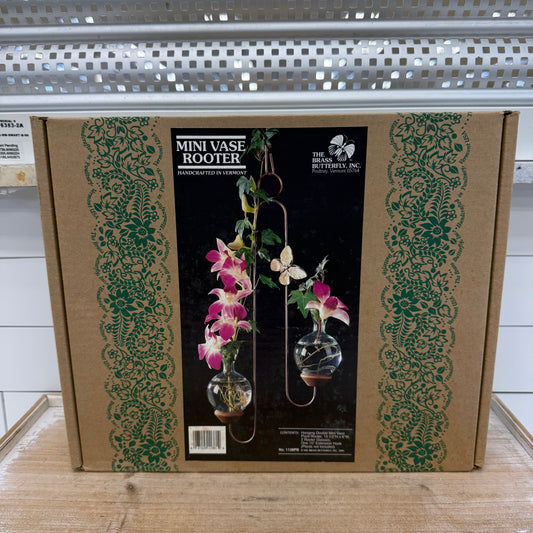 Brass Butterfly Double Glass Vase Rooter Hanging Planter