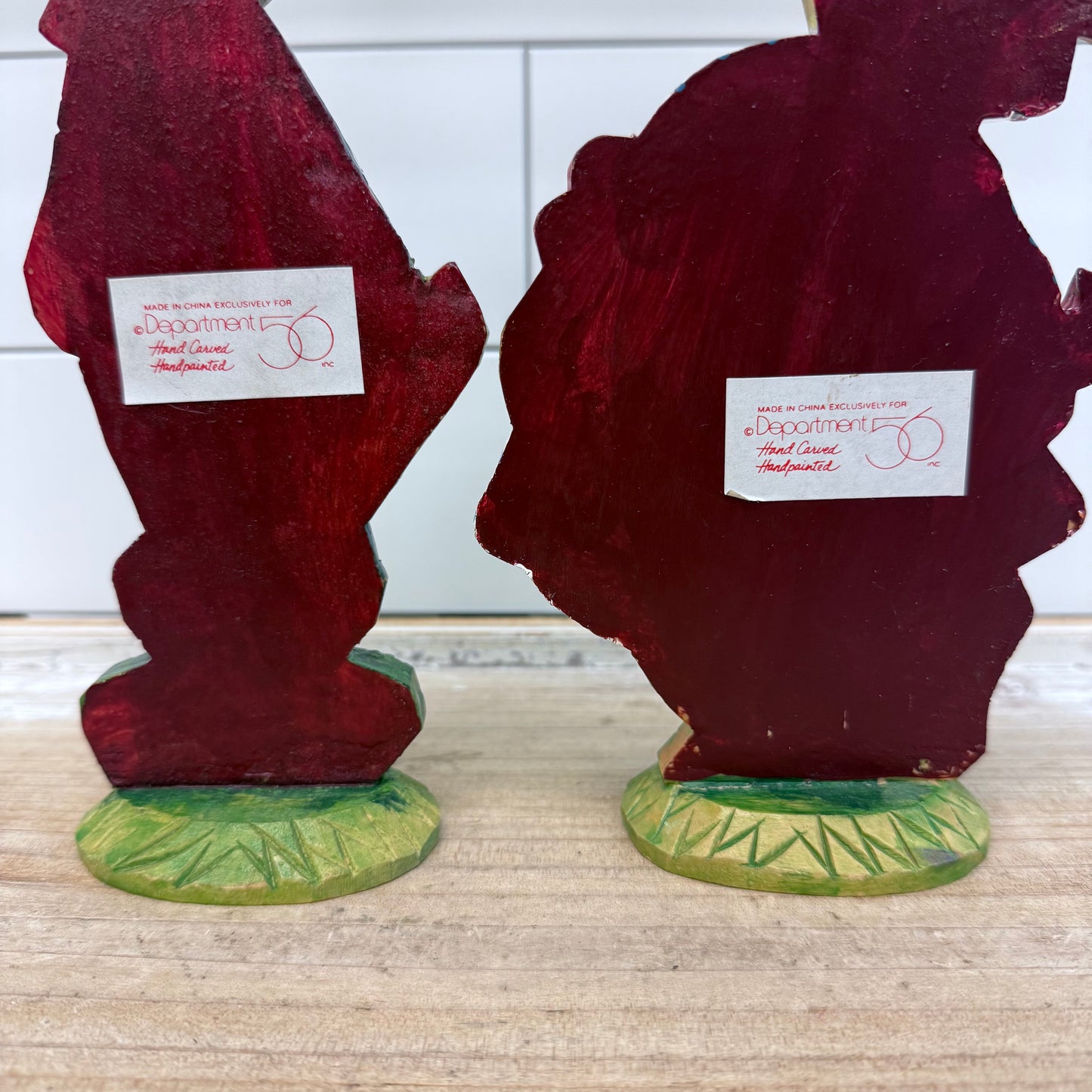 Department 56 Rabbit Figures Hand Painted Wooden, Set of 2