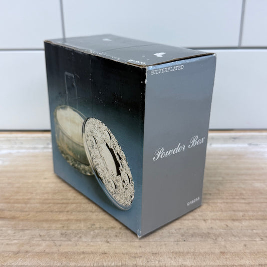 Glass Powder Jar, Silverplated Repoussé Lid