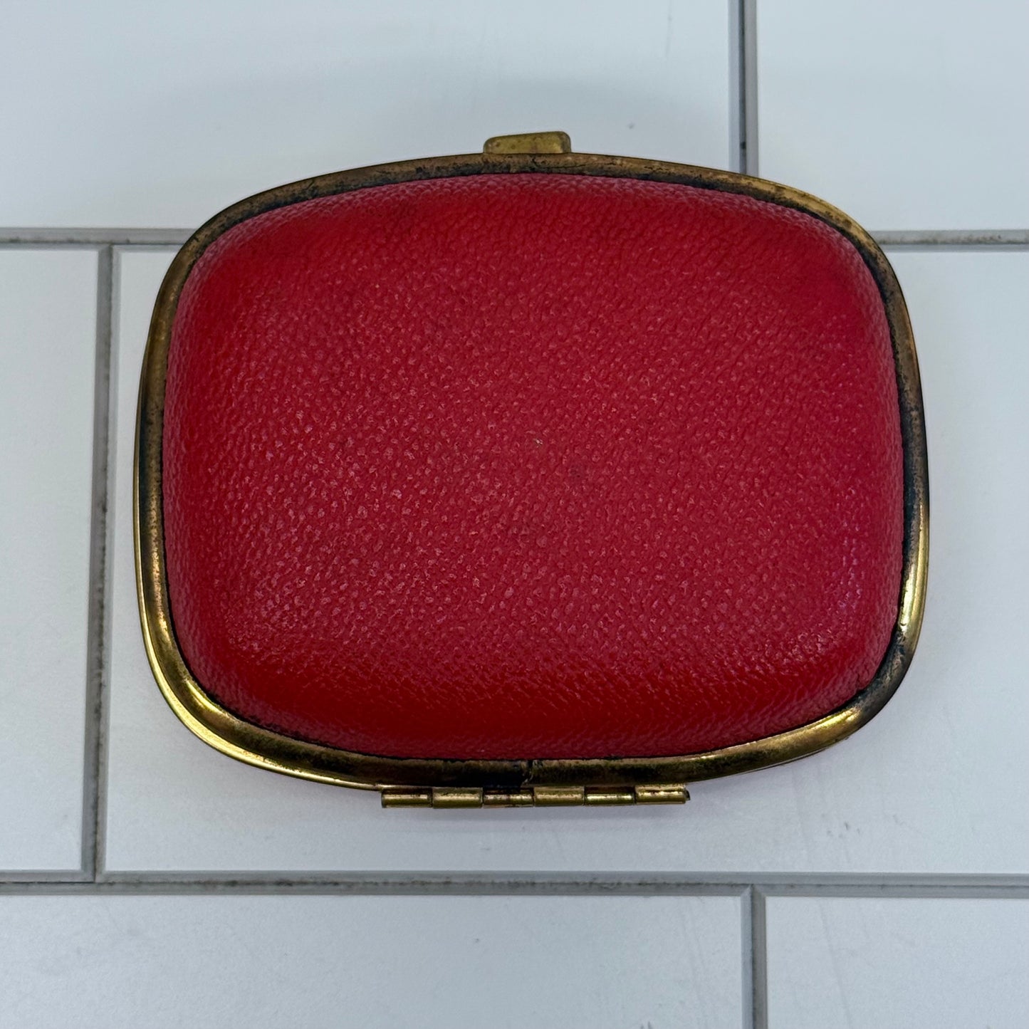Bradley Mechanical Travel Alarm Clock in Red Leather Case
