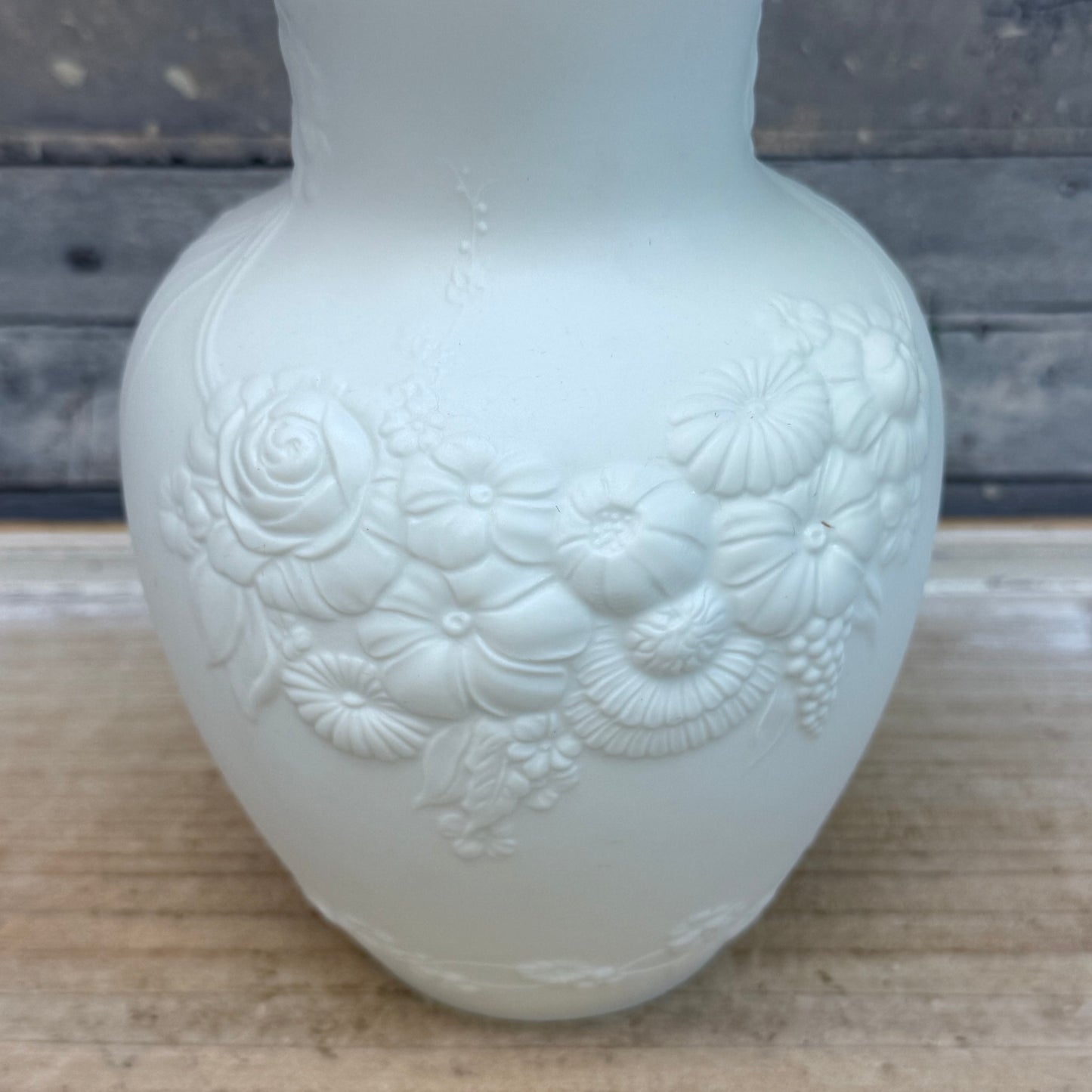 Kaiser Floral Relief Bisque Vase, Signed