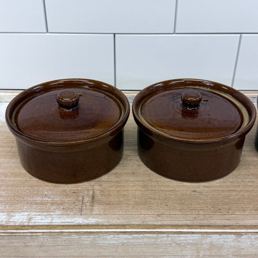 Pearson’s Chesterfield Lidded Stoneware Crocks Set of 3