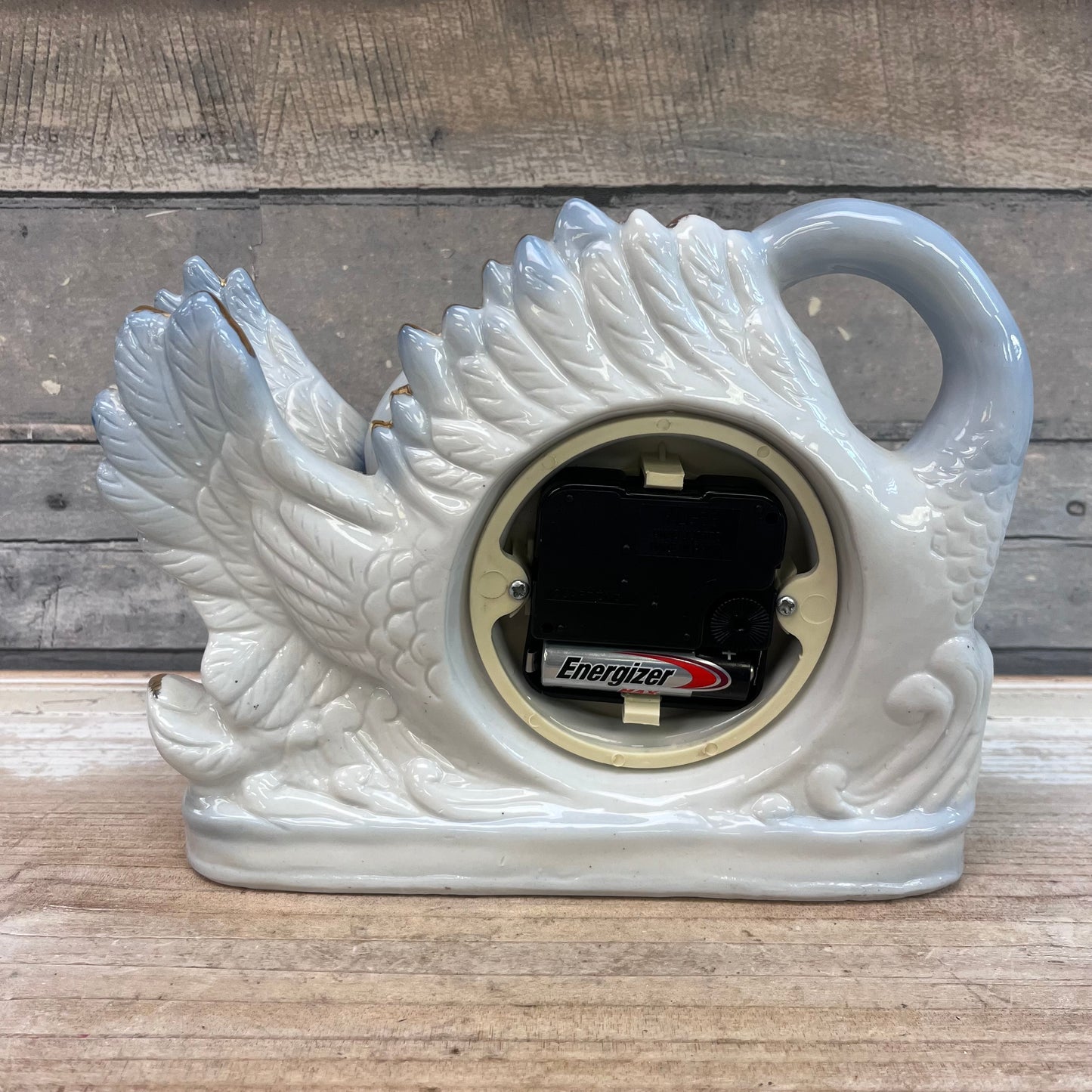 Swan Porcelain Quartz Mantle Clock