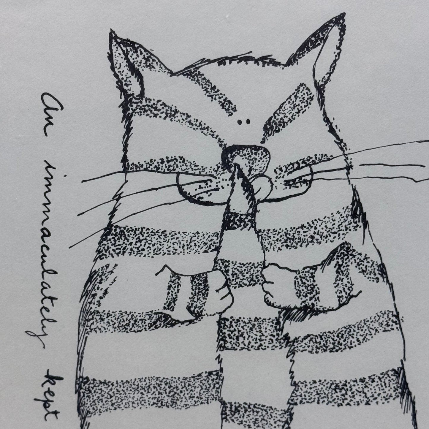 Original Cat Ink Drawing Humorous Quote Folk Art