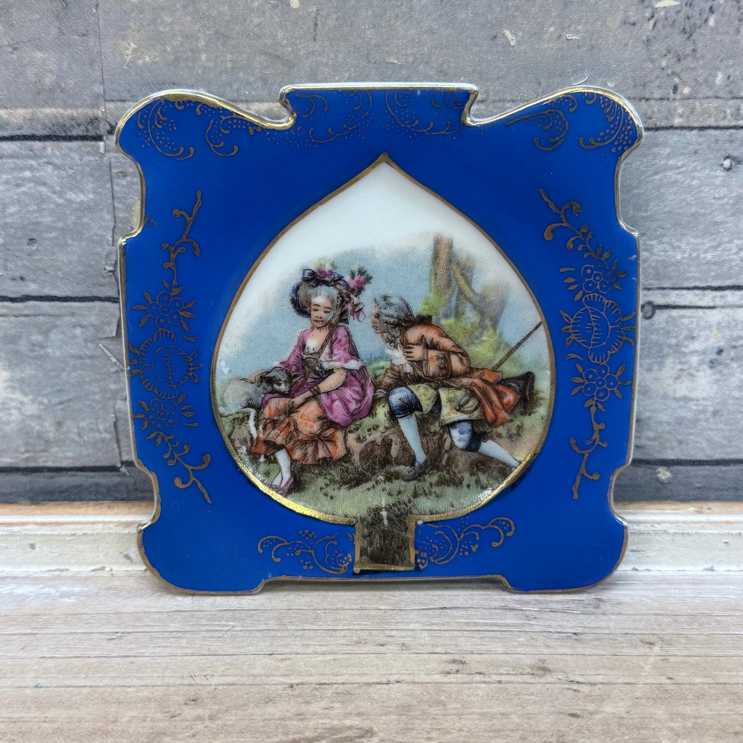 Chase Hand Painted Courting Couple Porcelain Plates, Set of 4