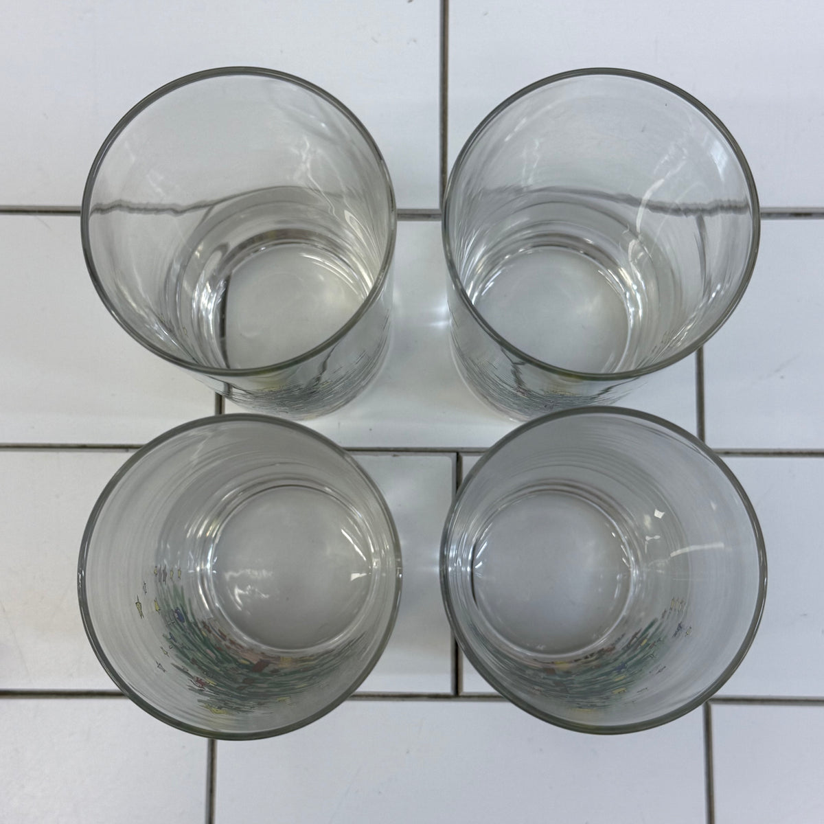 Nikko Christmas Tree Teddy Bear Highball Glass Tumblers Set of 4