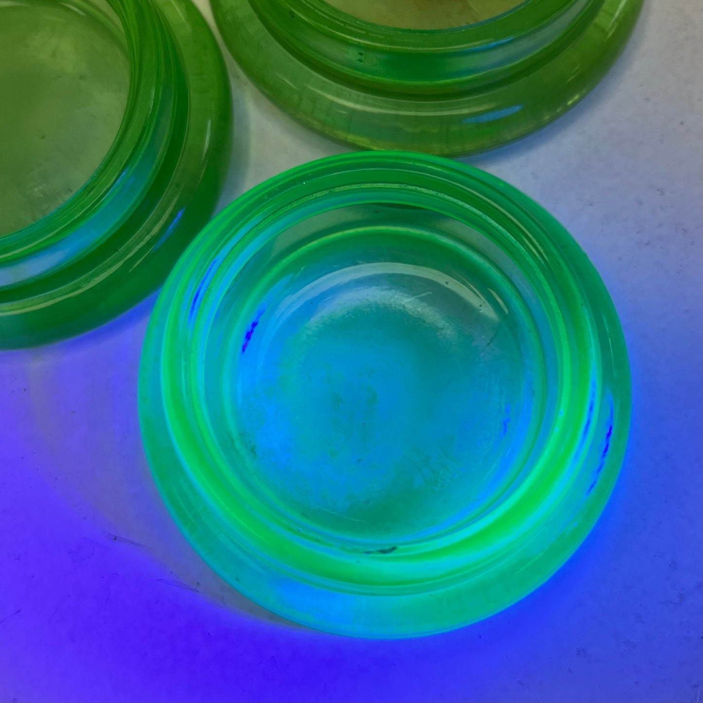 Anchor Hocking Uranium Glass Furniture Coasters, Set of 3