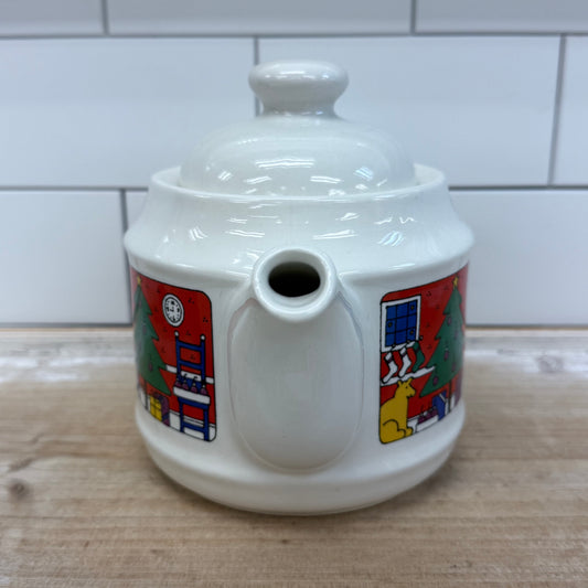 Houze Staffordshire Teapot Christmas, Porcelain 1985