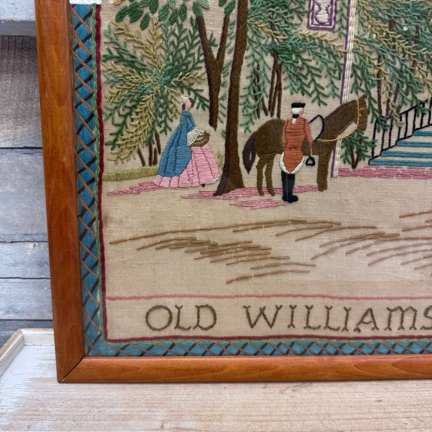 Old Williamsburg Raleigh Tavern Framed Embroidery Art