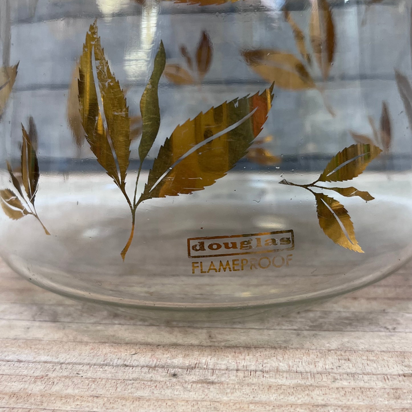 Douglas Flameproof Gold Leaves Lidded Coffee Pot with Strainer