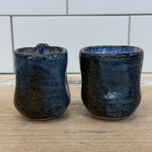 Blue Studio Pottery Stoneware Creamer & Sugar Bowl Set