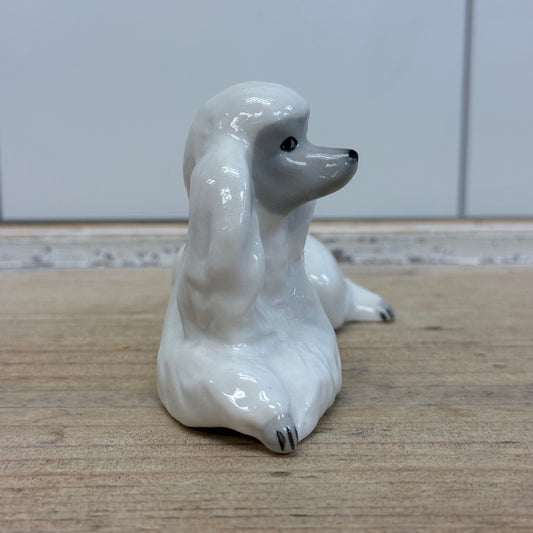 Lomonosov Resting Poodle Figurine, Porcelain