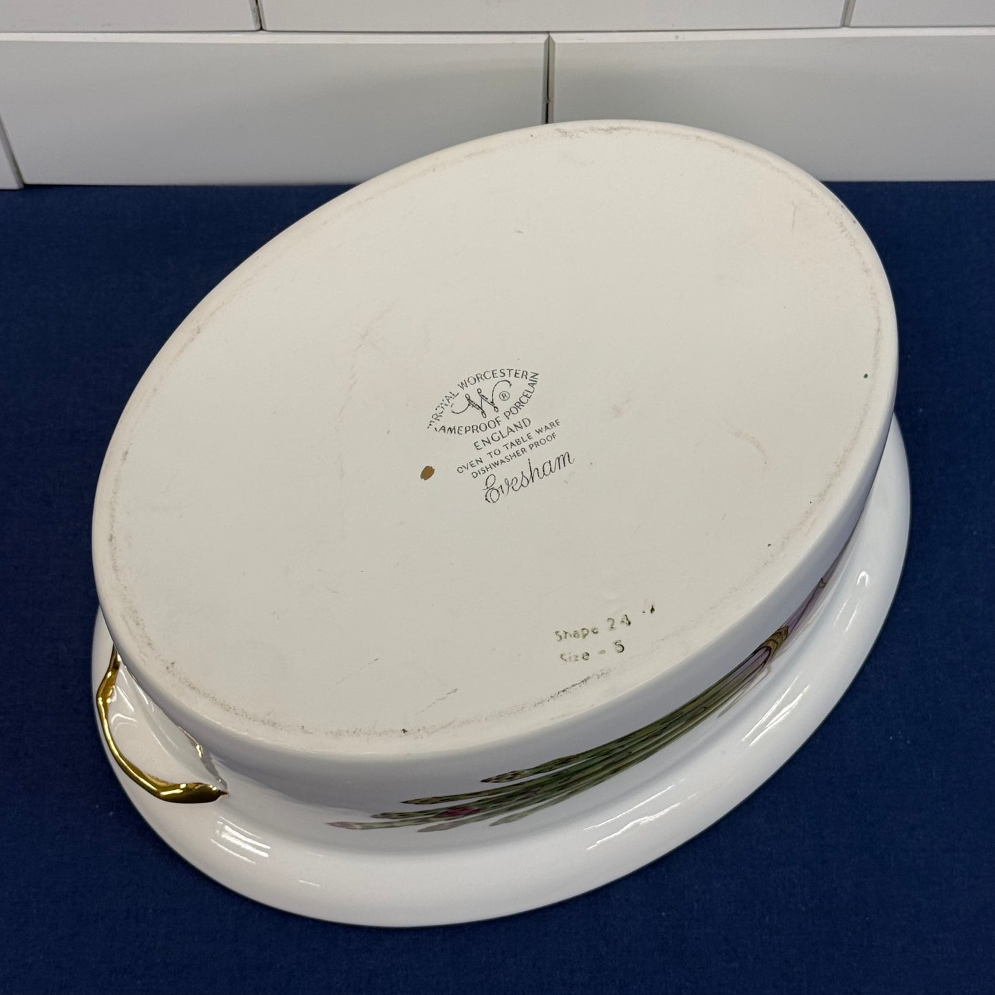 Royal Worcester Evesham Gold Covered Casserole Dish England