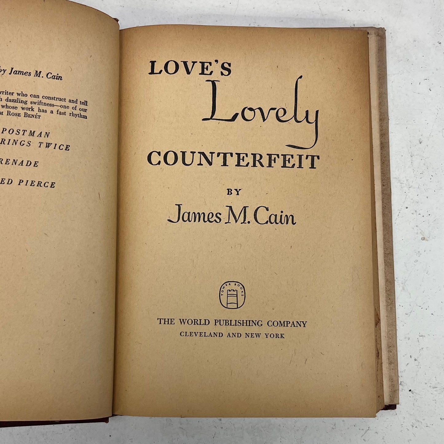 Love’s Lovely Counterfeit By James Cain, 1946