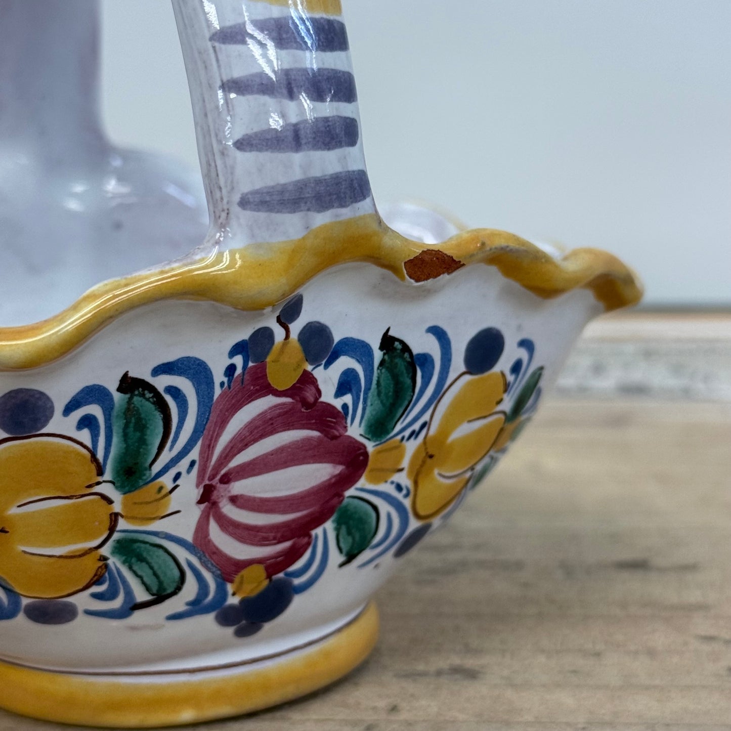 European Hand Painted Pottery Lot Quimper Modra Portugal Set of 5