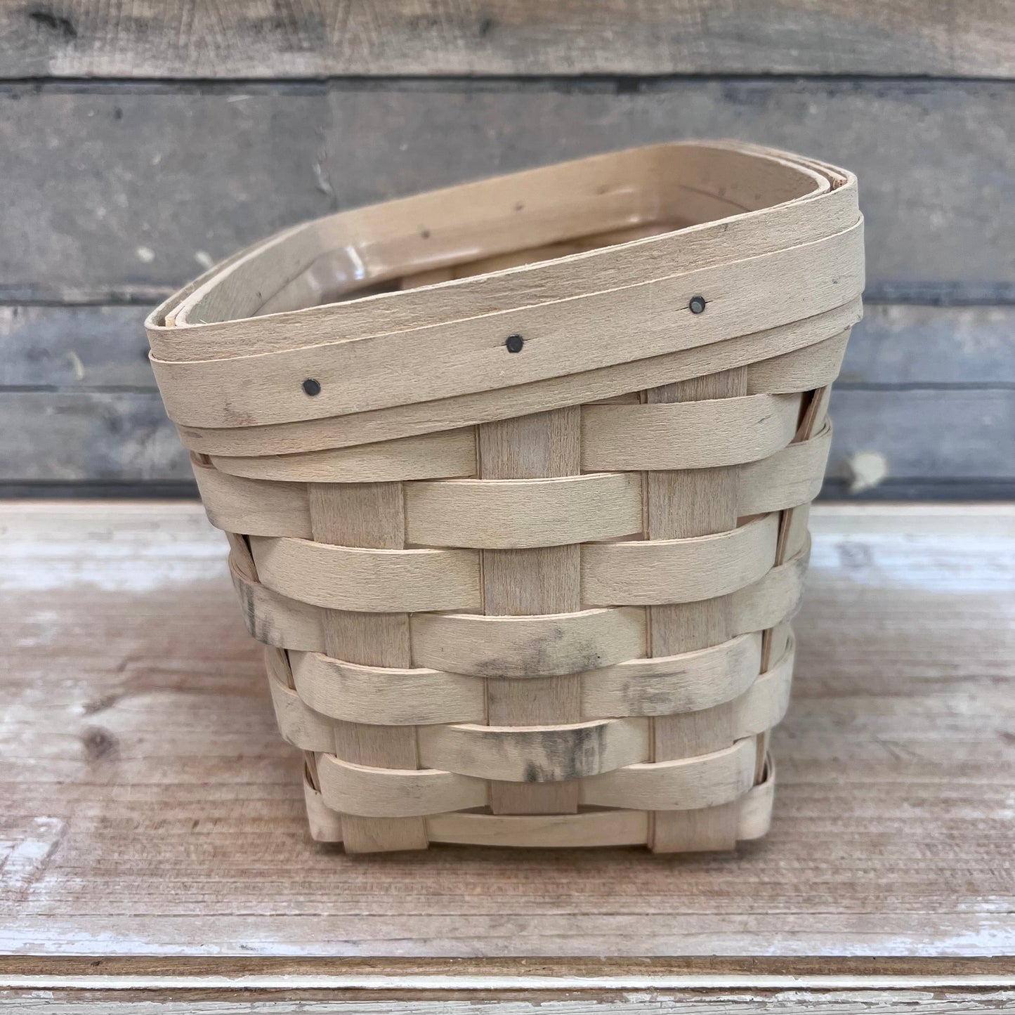Longaberger Whitewashed Basket, Signed 2001