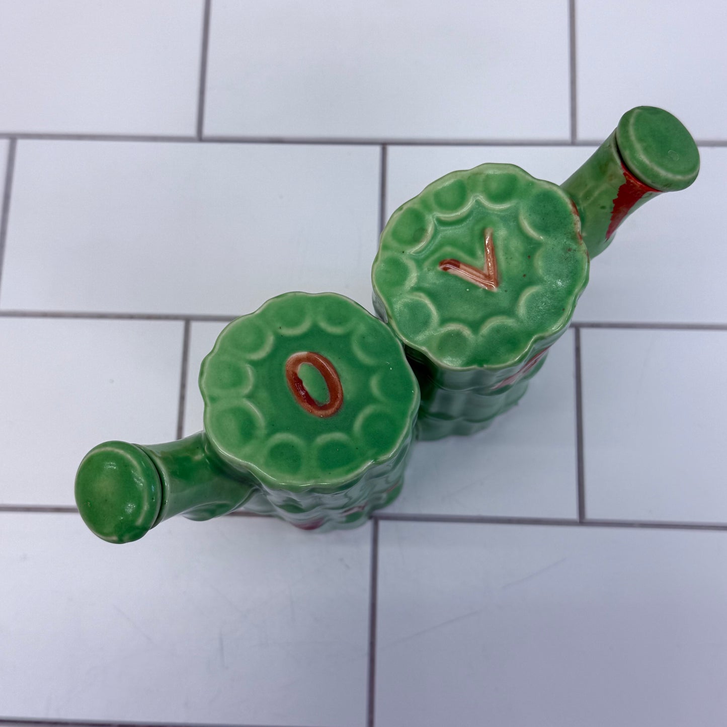 Bamboo Shaped Ceramic Oil & Vinegar Cruet