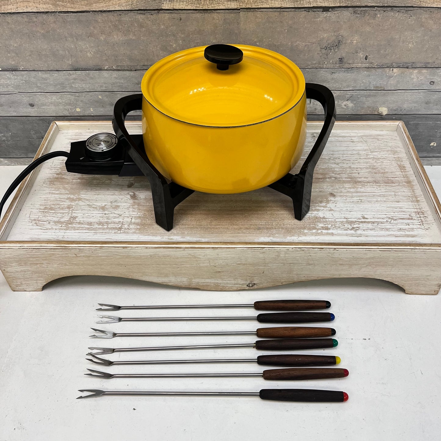 West Bend Electric Fondue Pot with Skewers, 1970s