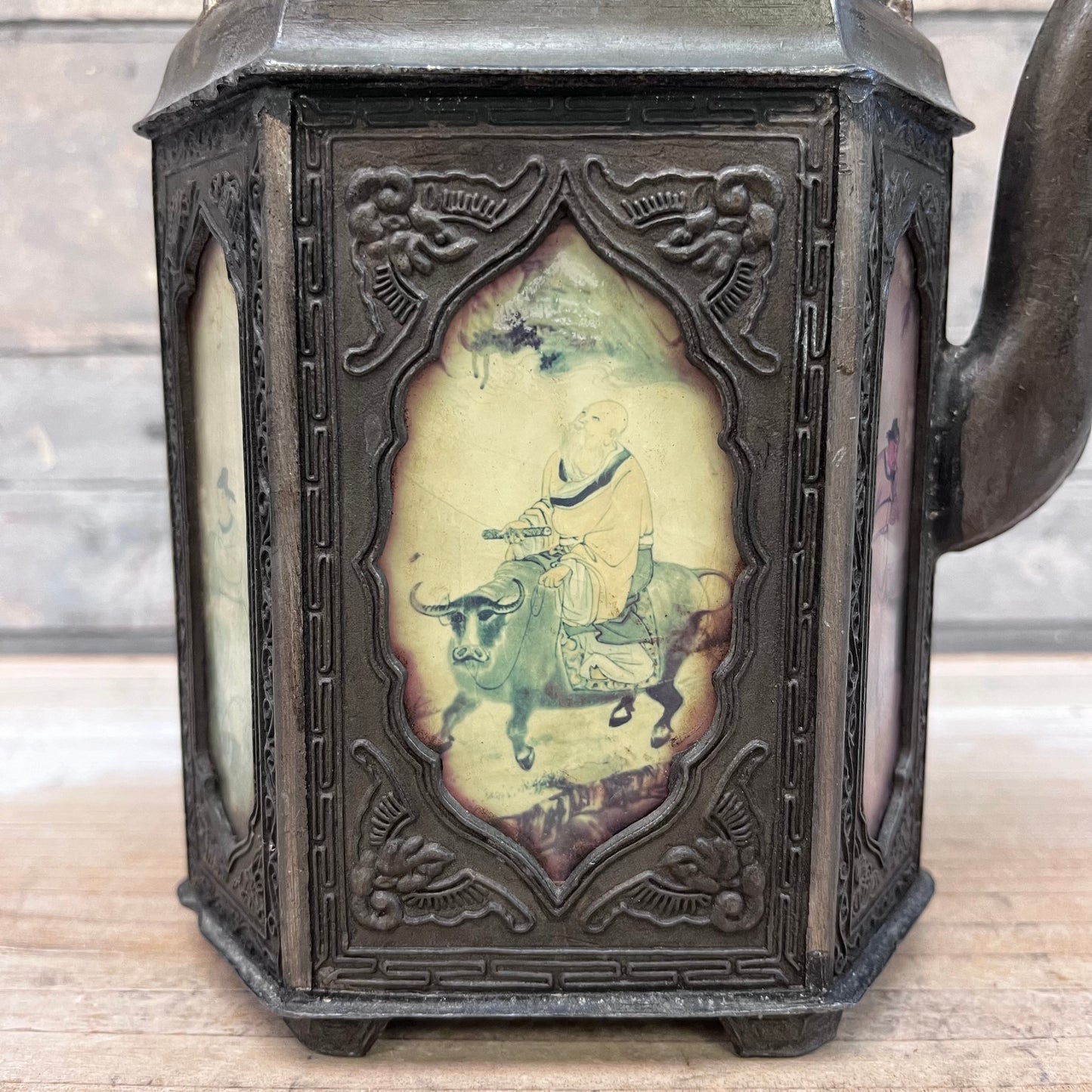 Shantou Cast Iron & Pewter Teapot, Antique