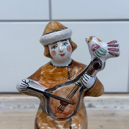 Rare Natalia Pavlova Man with Violin Figurine, Terra cotta
