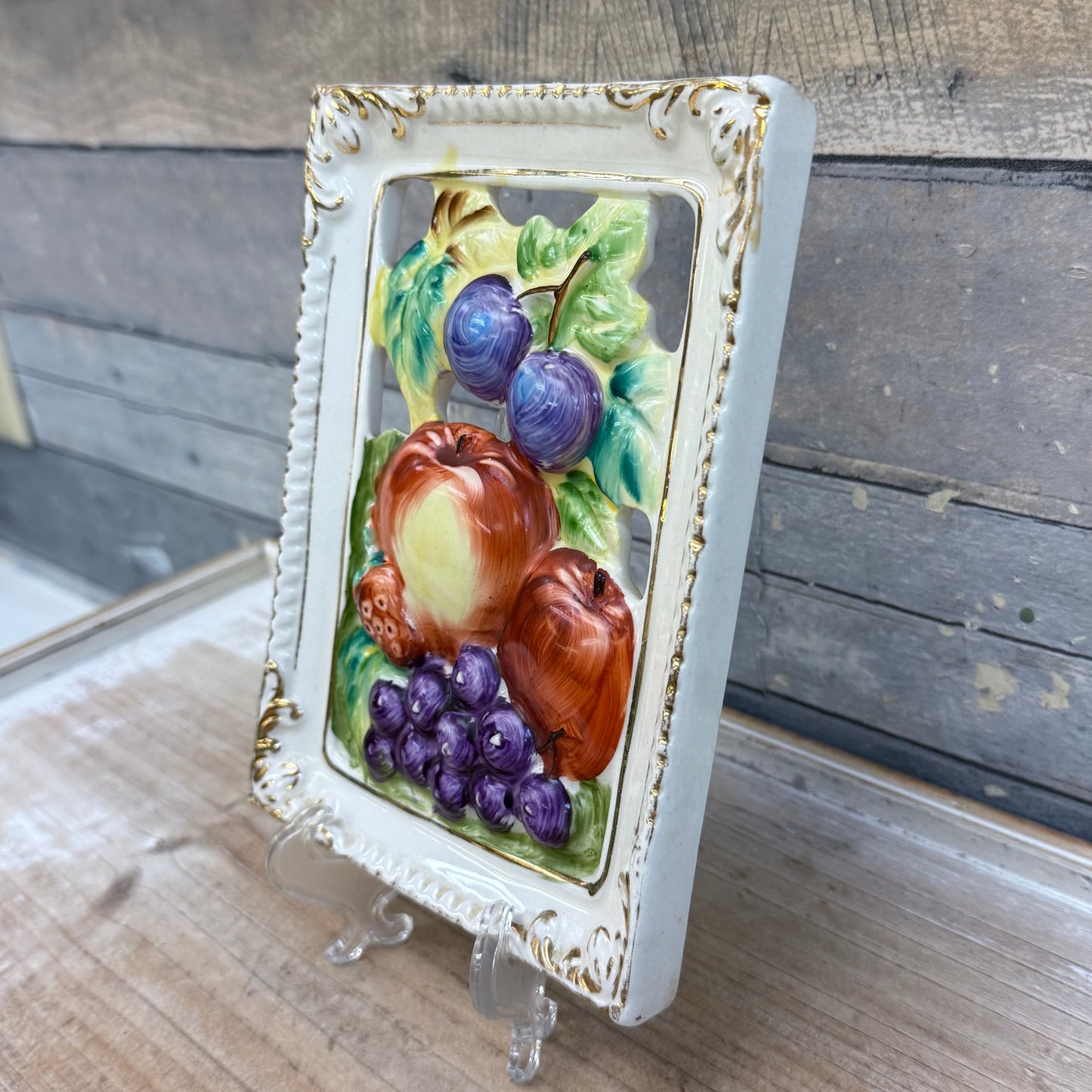 Ucagco Embossed Fruit Ceramic Wall Plaque