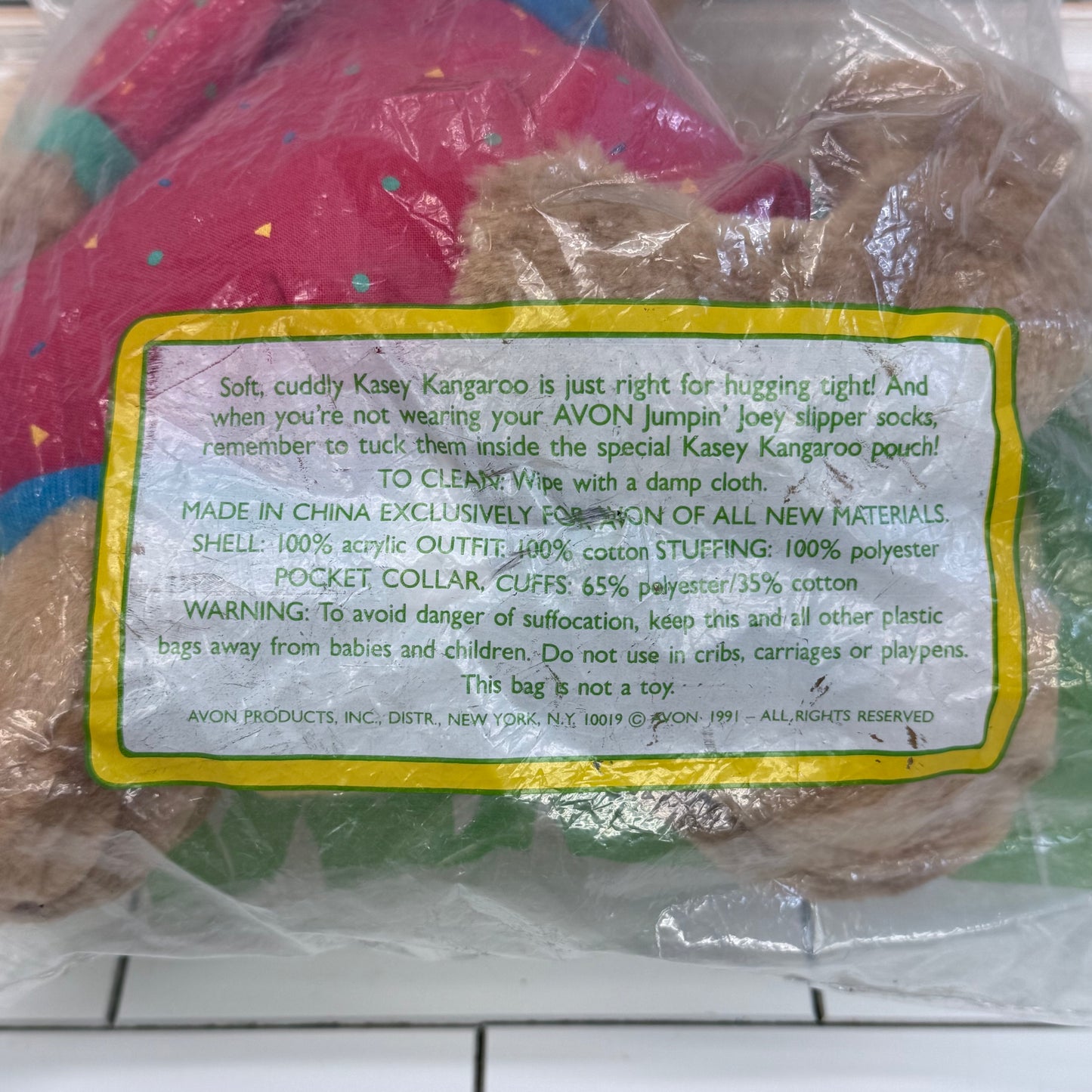 1991 Avon Kasey Kangaroo Plush Toy in Original Bag