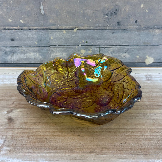 Indiana Marigold Carnival Glass Loganberry Bowl