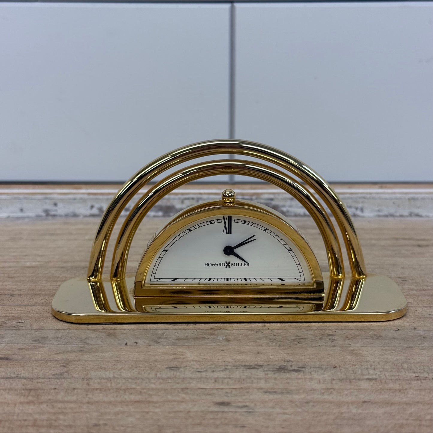 Howard Miller Brass Gold Plated Desk Clock Card Holder