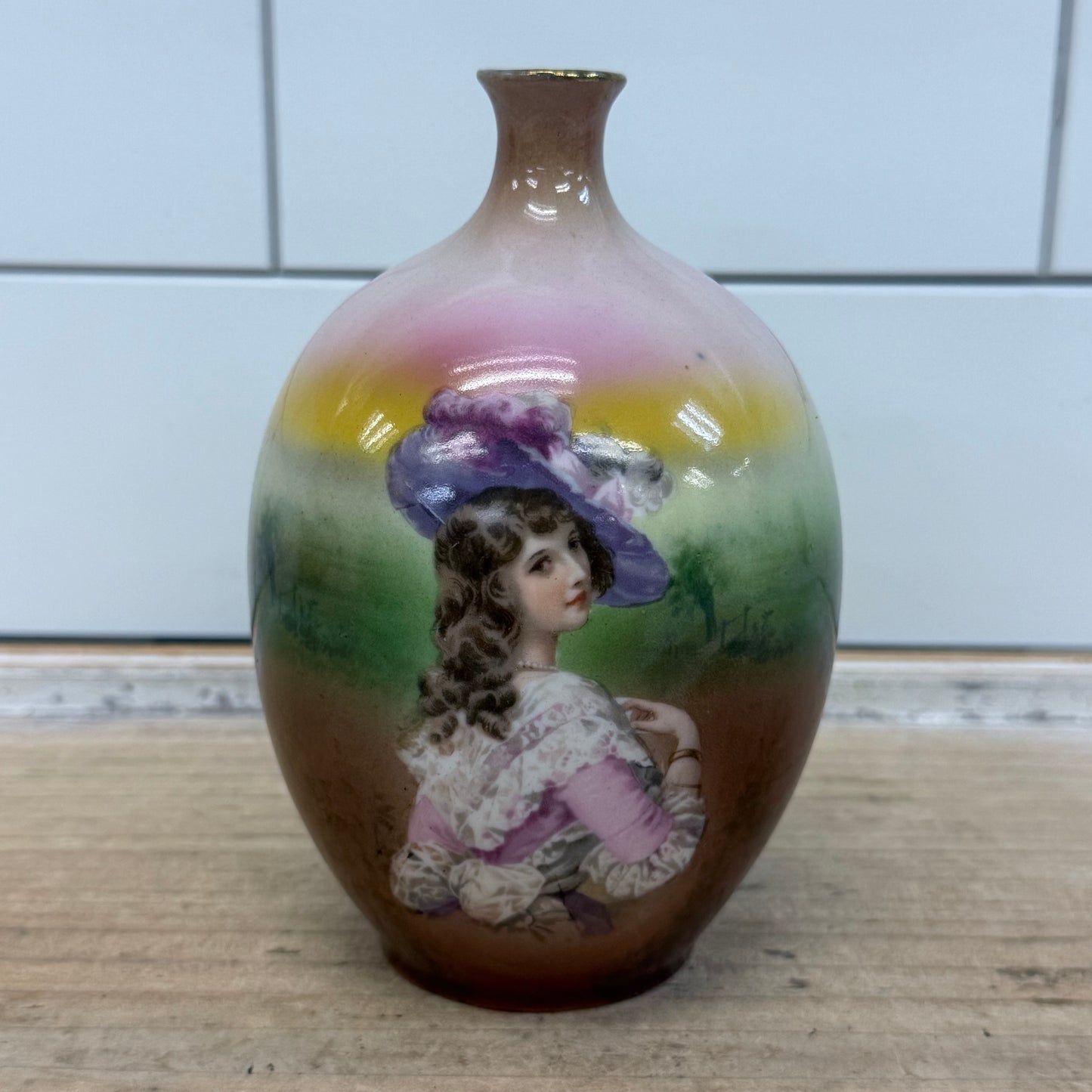 Royal Bayreuth Bud Vase Portrait Bavarian Antique Porcelain