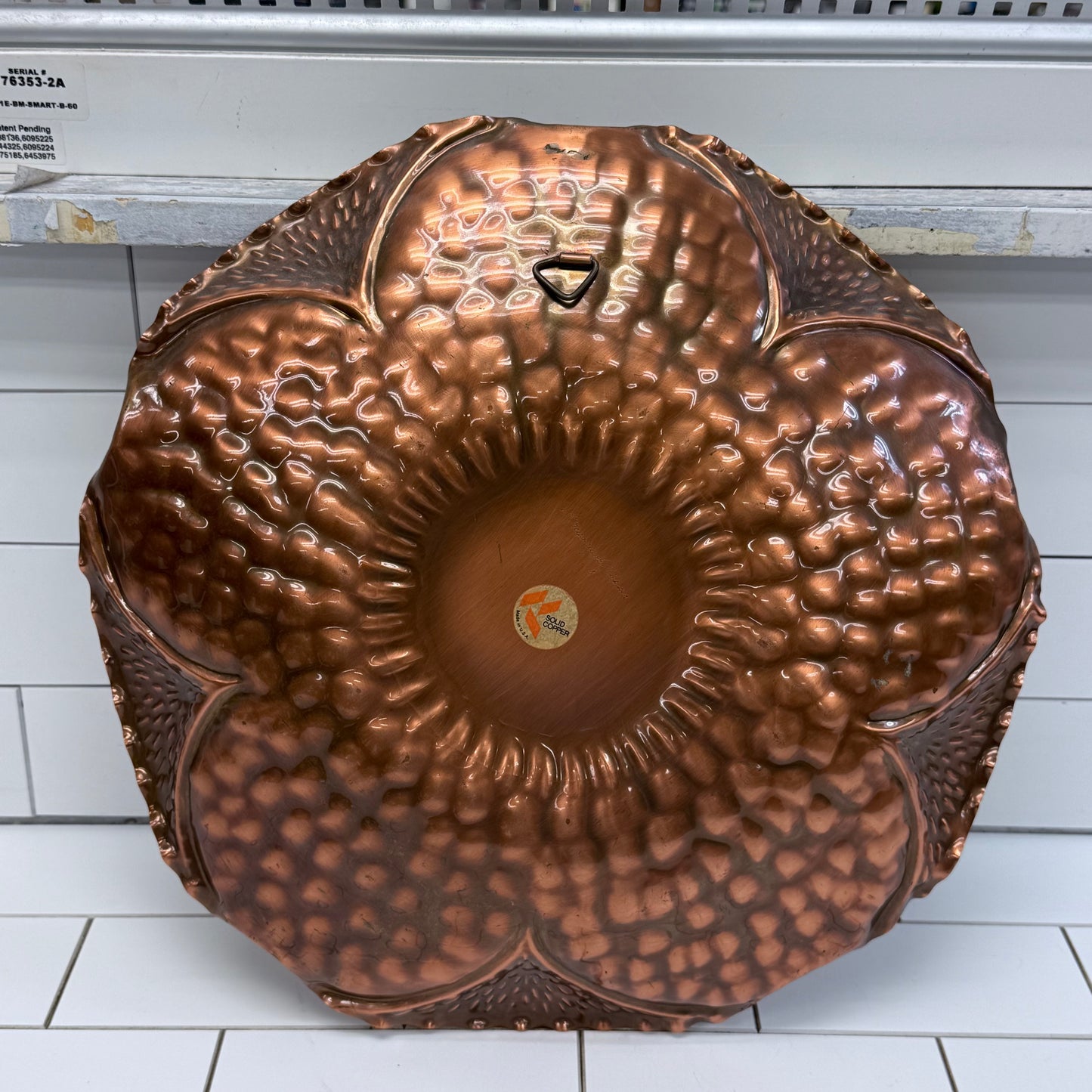 Gregorian Copper Hammered Floral Bowl Wall Hanging MCM