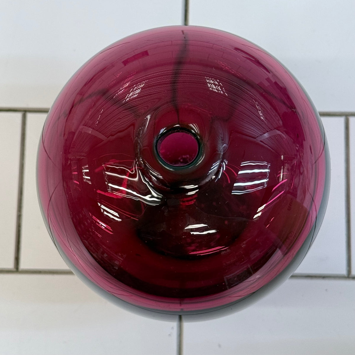 Vintage Cranberry Red Hand Blown Art Glass Bud Vase 6”