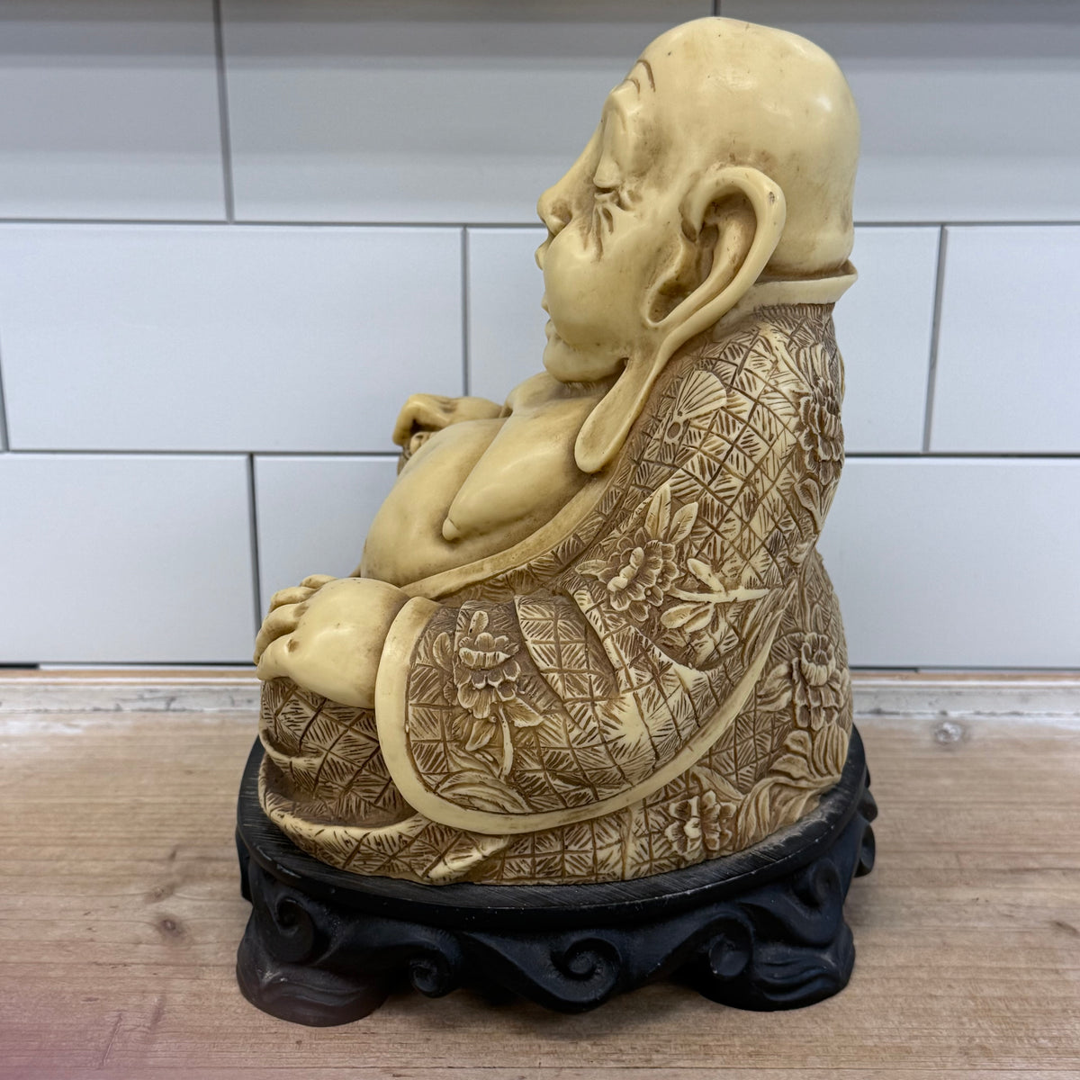 Laughing Buddha Resin Composite Statue Heavy Base